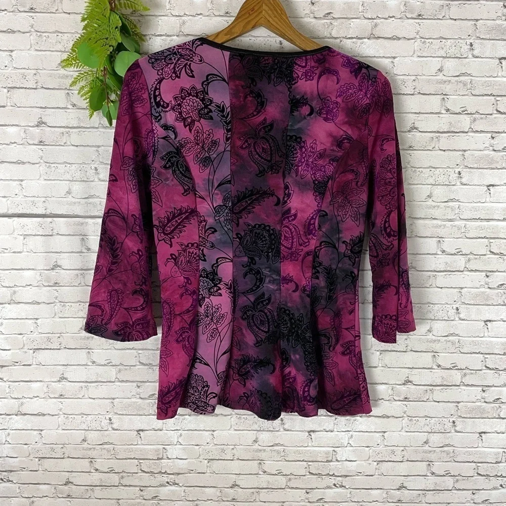 Vintage Whimsigoth Purple Patchwork 3/4 Sleeve - Picture 4 of 5